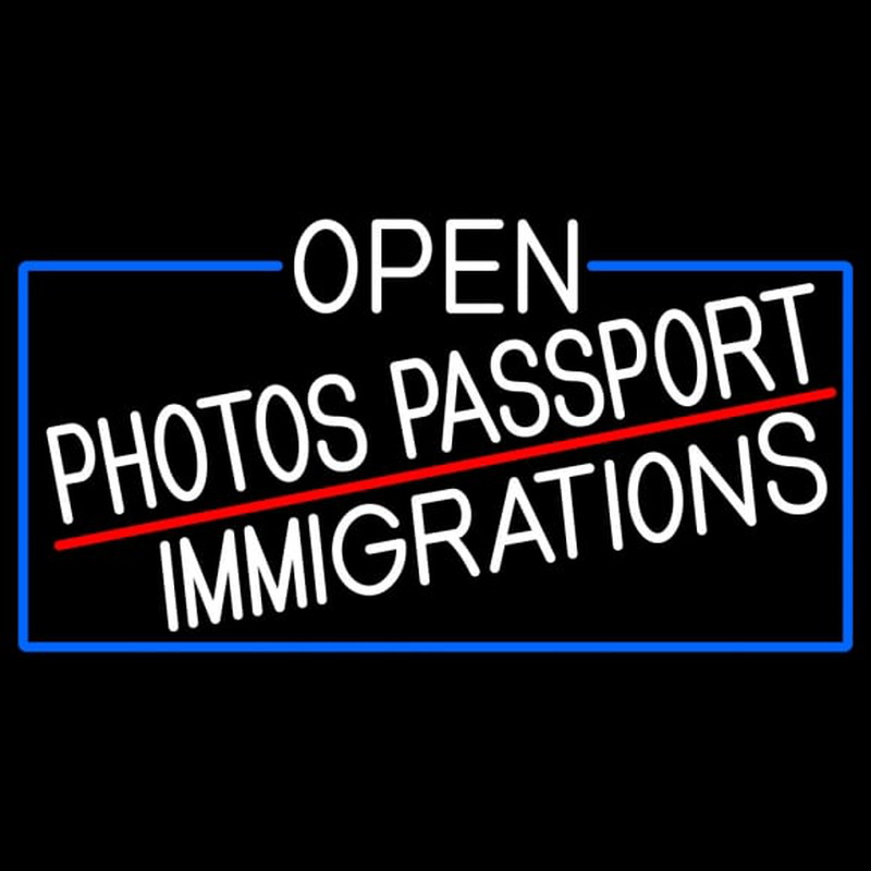 White Open Photos Passport Immigrations With Blue Border Neonskylt