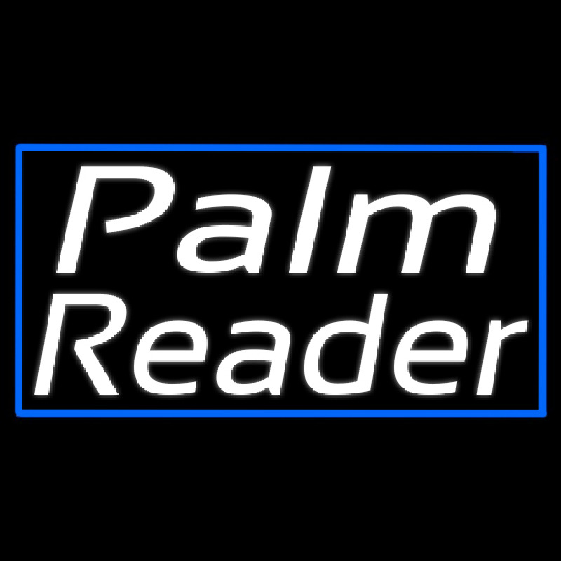White Palm Reader Blue Border Neonskylt