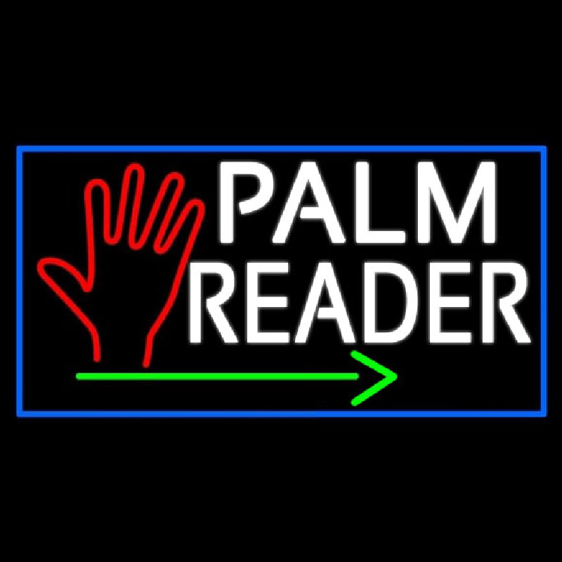 White Palm Reader With Green Arrow Neonskylt