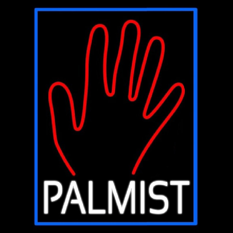 White Palmist Red Palm Neonskylt