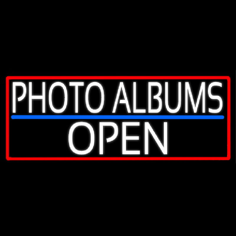White Photo Albums Open With Red Border Neonskylt