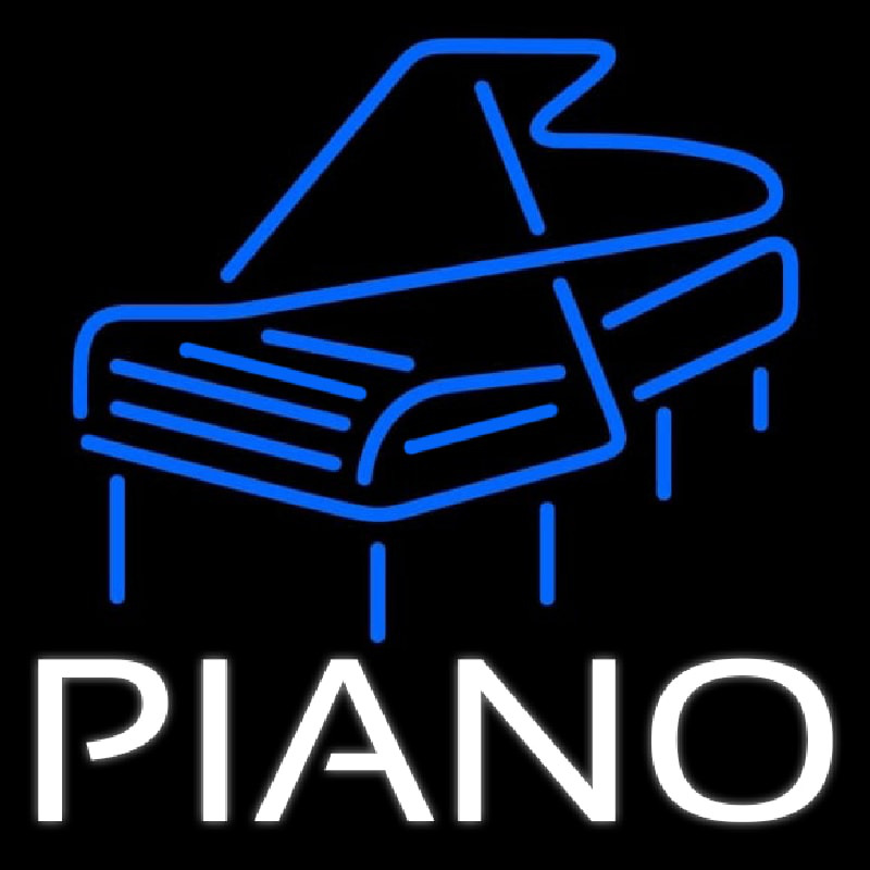White Piano Blue Logo 4 Neonskylt
