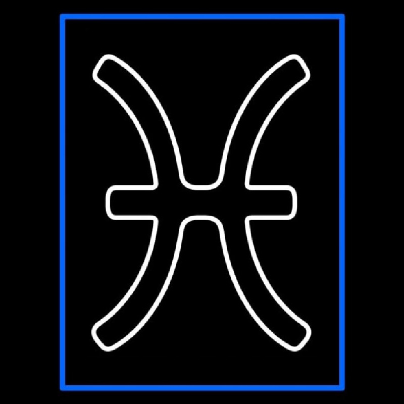 White Pisces Blue Border Neonskylt