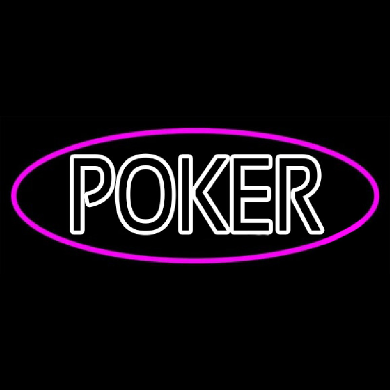 White Poker With Oval Neonskylt