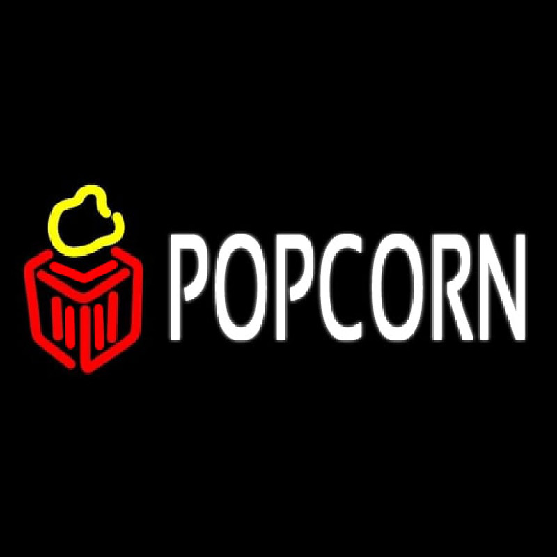 White Popcorn Neonskylt