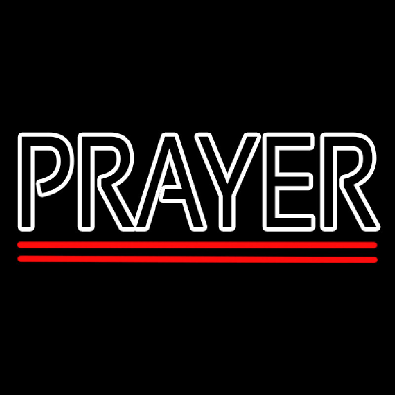 White Prayer With Line Neonskylt