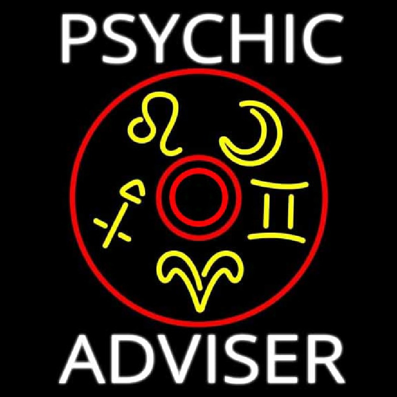 White Psychic Adviser With Logo Neonskylt