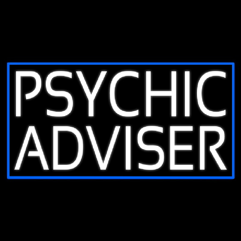 White Psychic Advisor Blue Border Neonskylt