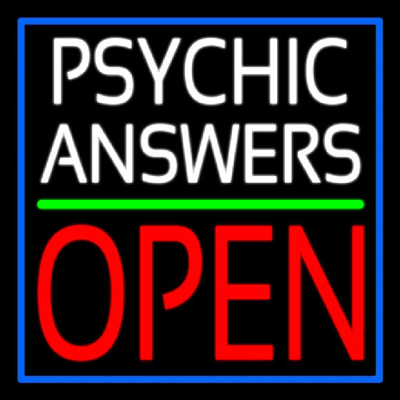 White Psychic Answers Red Open Green Line Neonskylt