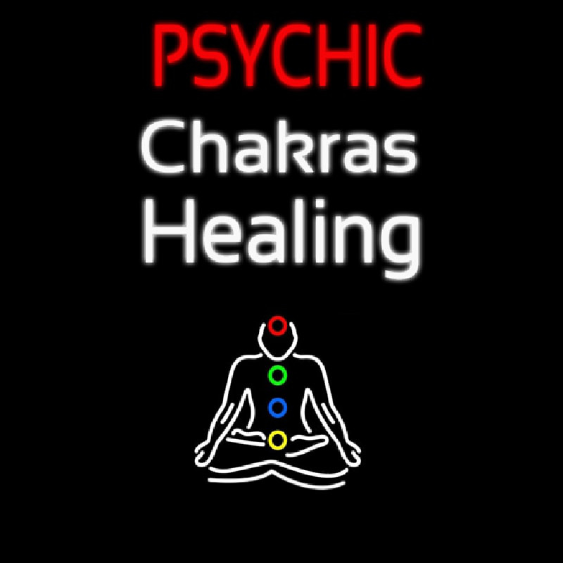 White Psychic Chakras Healing Neonskylt