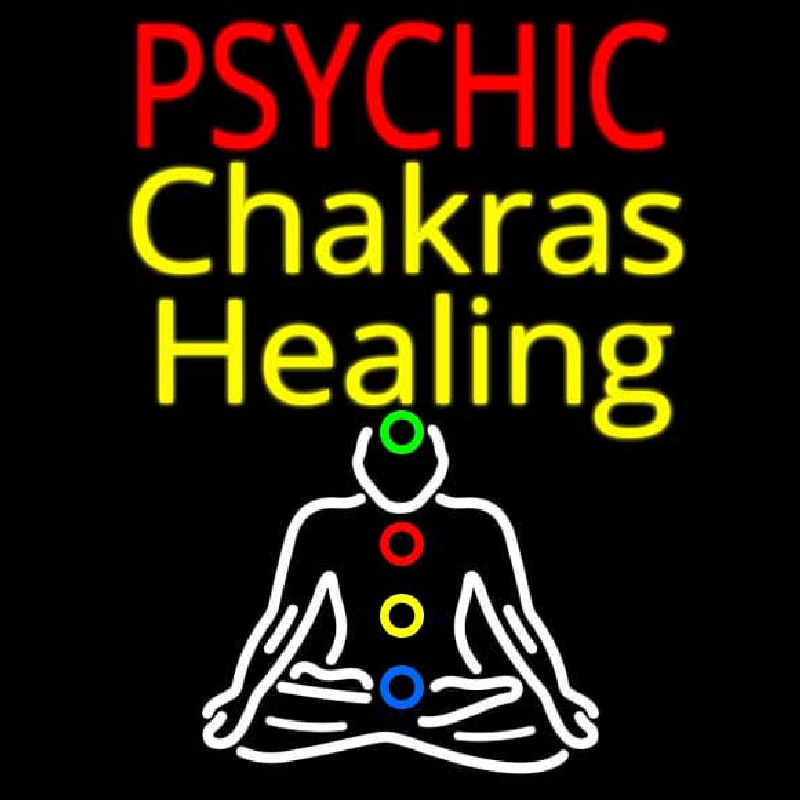 White Psychic Chakras Healing Neonskylt