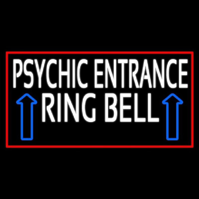 White Psychic Entrance Ring Bell Red Border Neonskylt