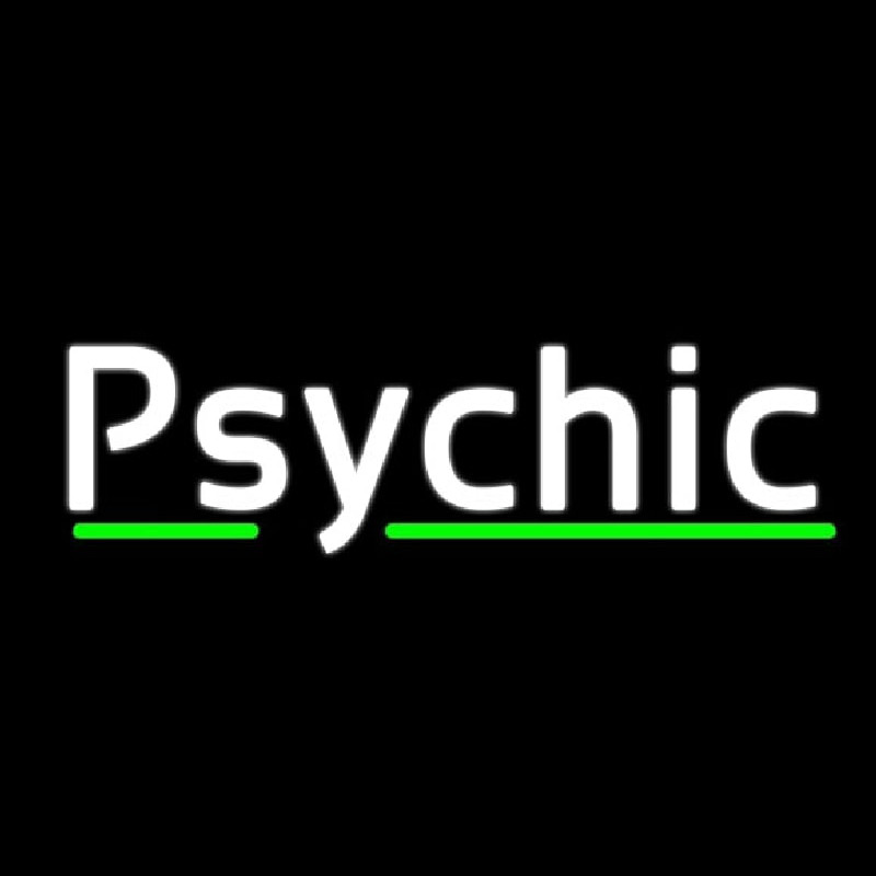 White Psychic Green Line Neonskylt