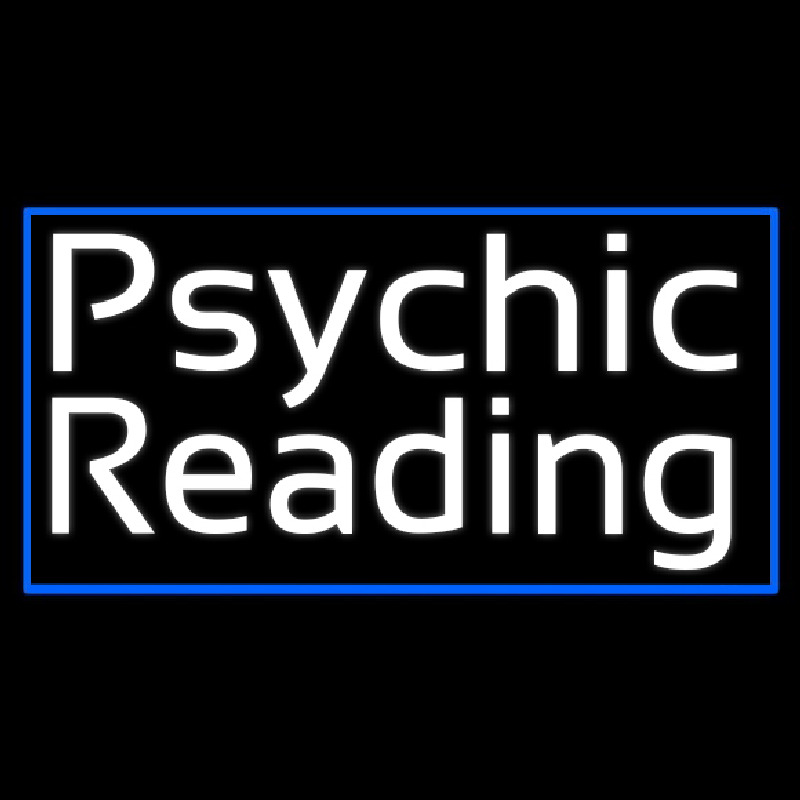 White Psychic Reading And Blue Border Neonskylt