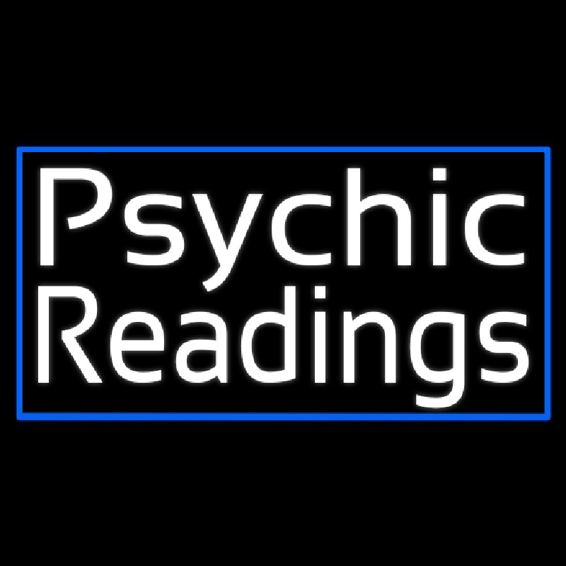 White Psychic Readings With Blue Border Neonskylt