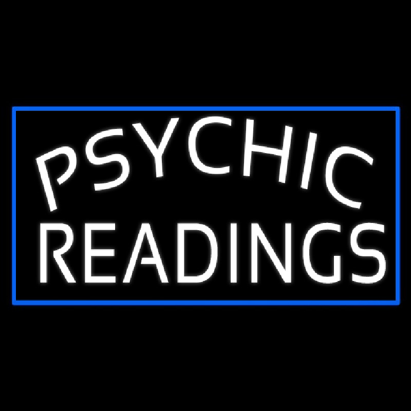 White Psychic Readings With Blue Border Neonskylt
