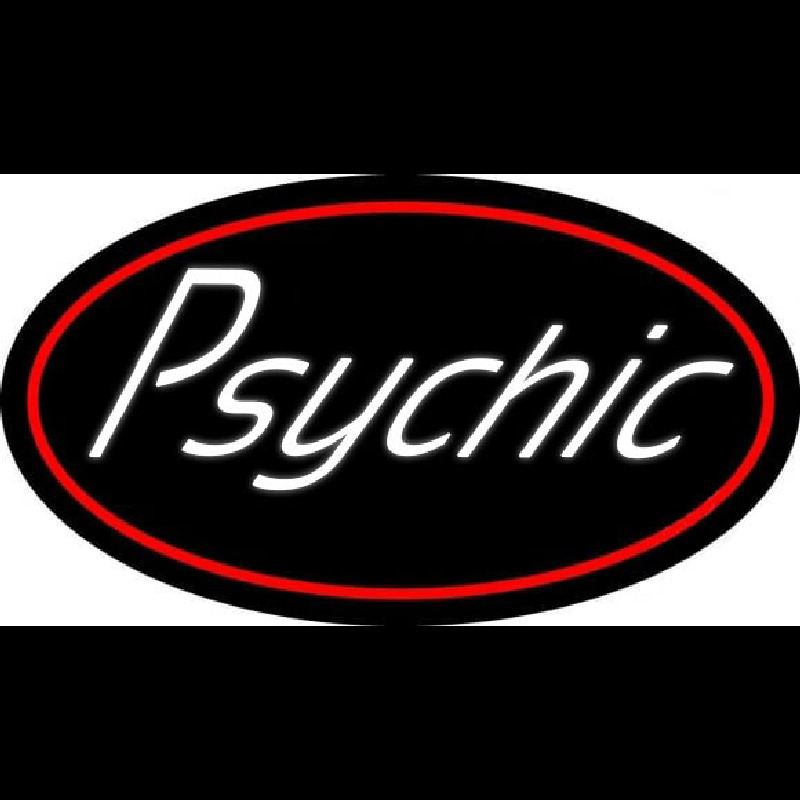 White Psychic Red Border Neonskylt