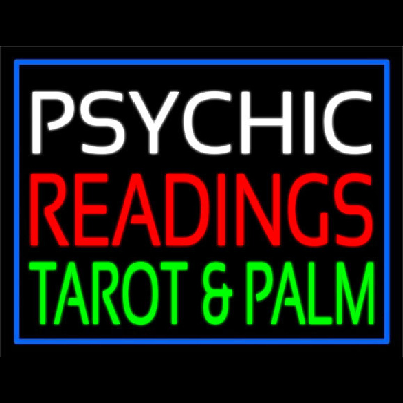 White Psychic Red Readings Green Tarot And Palm Neonskylt