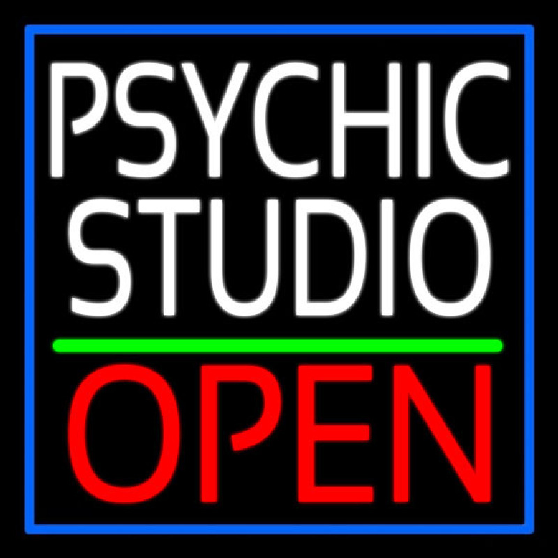 White Psychic Studio Red Open Green Line Neonskylt