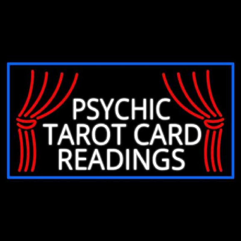 White Psychic Tarot Card Readings Neonskylt