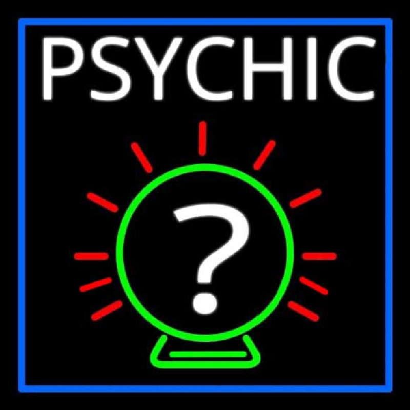 White Psychic With Border Neonskylt
