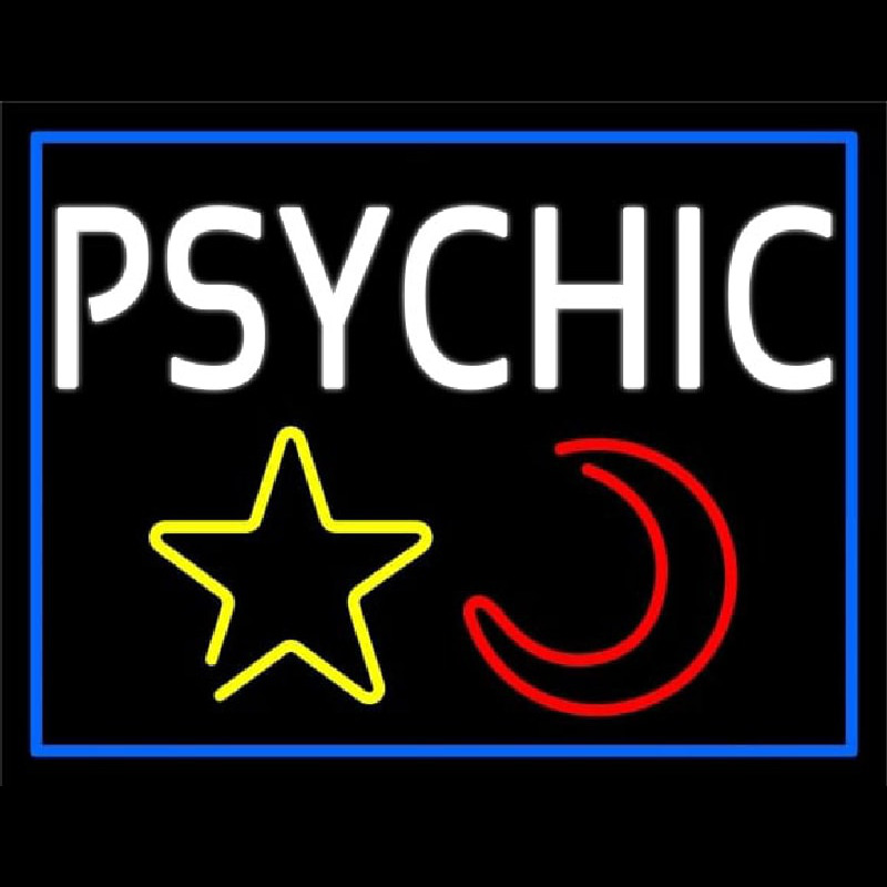 White Psychic With Moon And Star Neonskylt