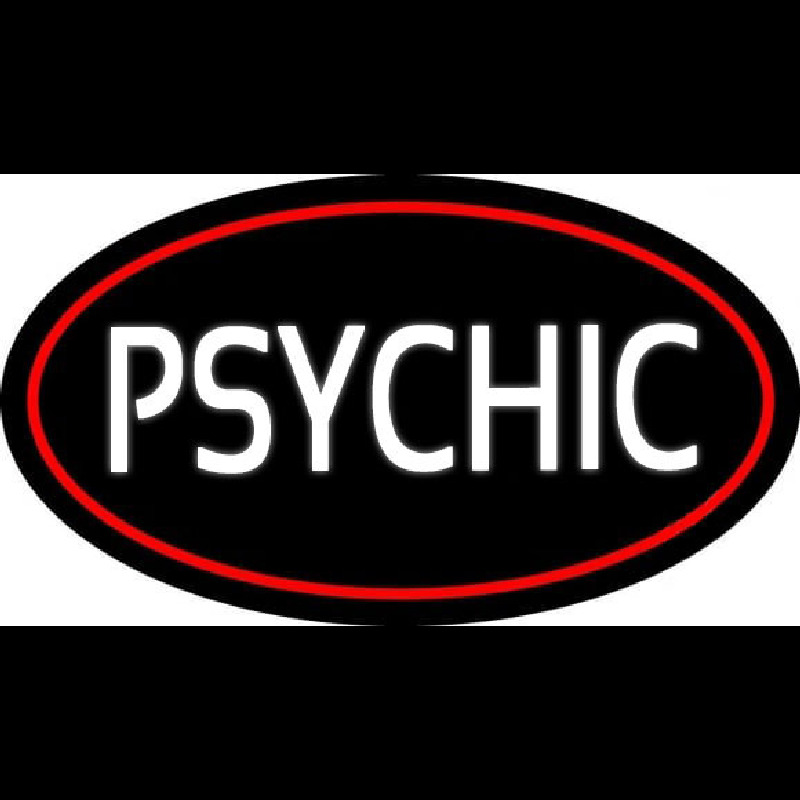 White Psychic With Red Border Neonskylt