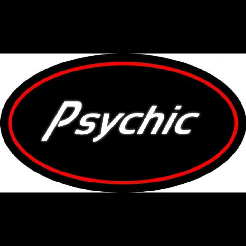 White Psychic With Red Oval Neonskylt