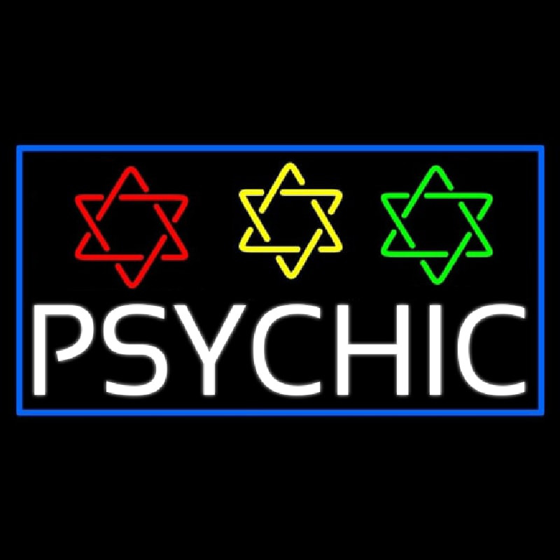 White Psychic With Stars Neonskylt