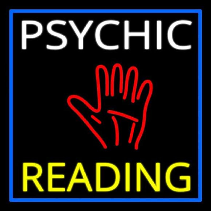 White Psychic Yellow Reading Block Palm Neonskylt