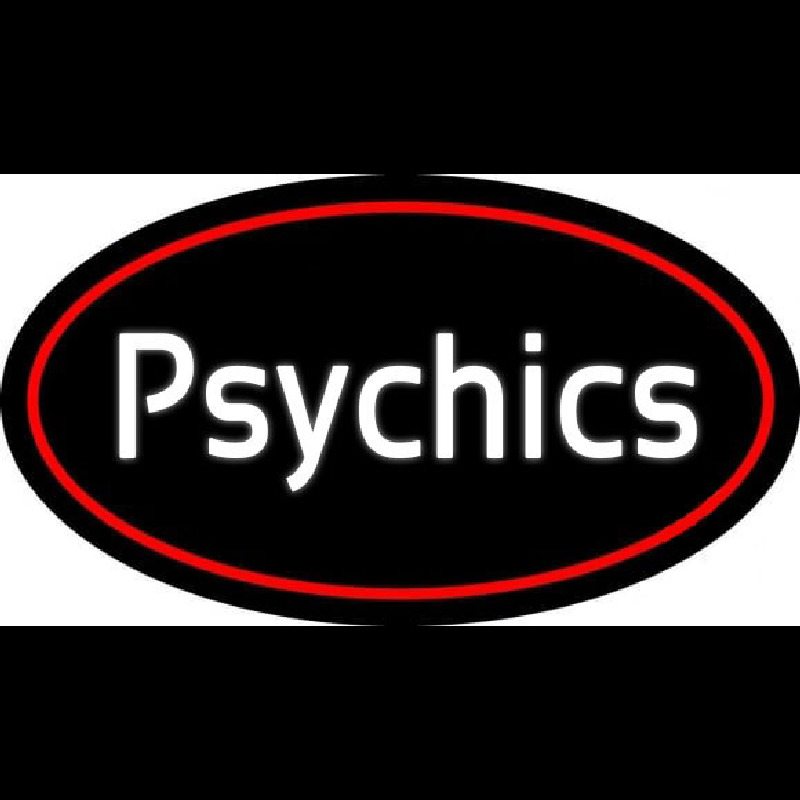 White Psychics With Oval Neonskylt