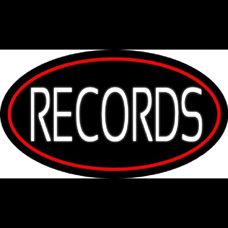 White Records Red Border Neonskylt