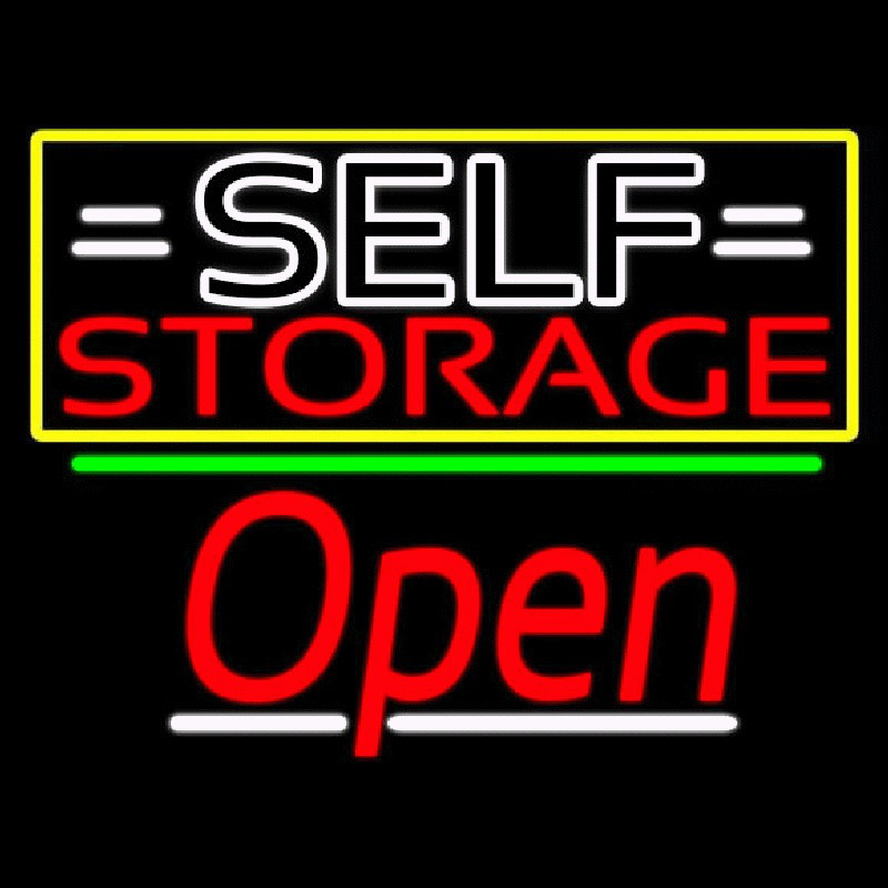 White Self Storage Block With Open 3 Neonskylt