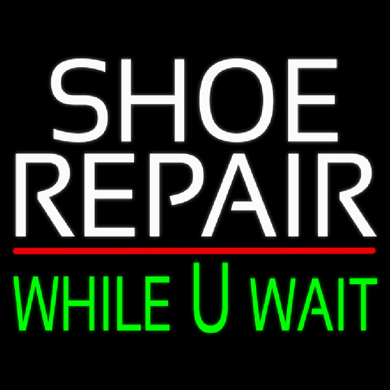 White Shoe Repair Green While You Wait Neonskylt