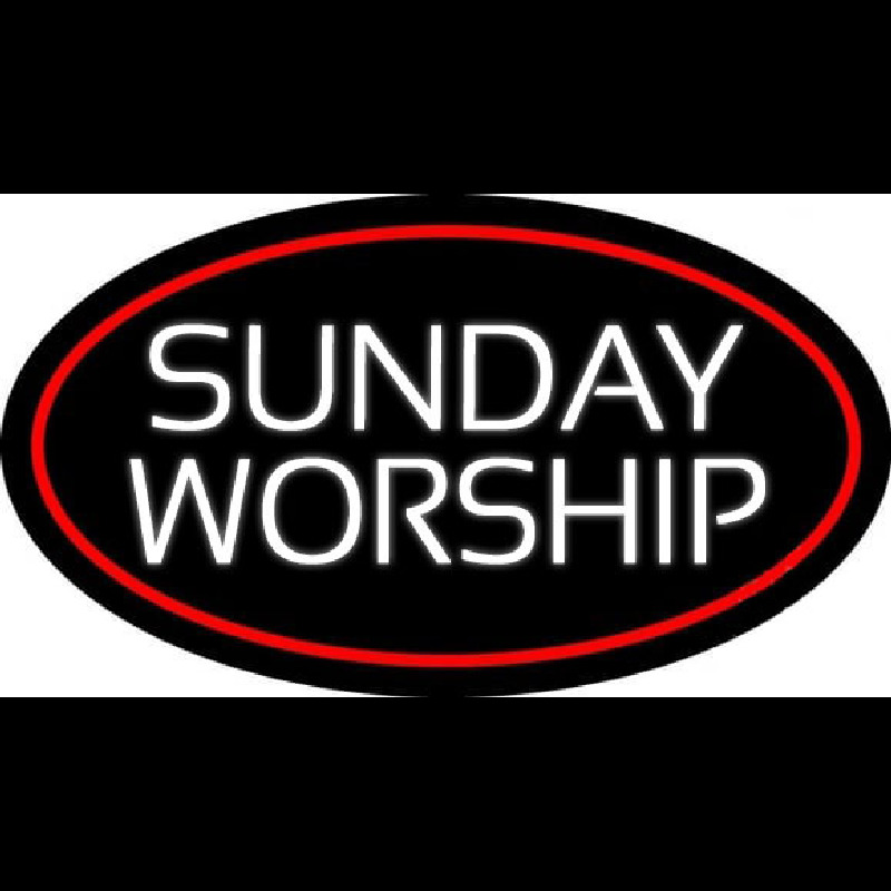 White Sunday Worship Neonskylt
