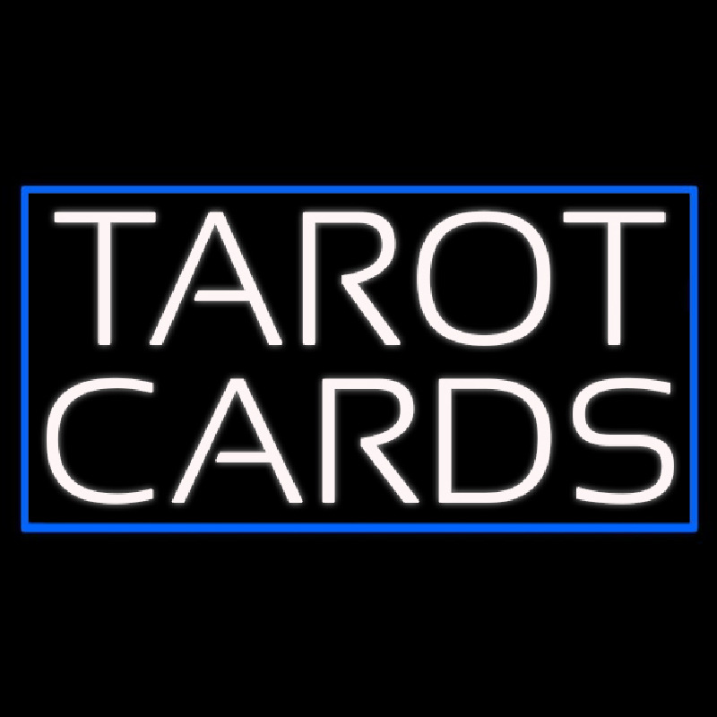 White Tarot Cards Blue Border Neonskylt