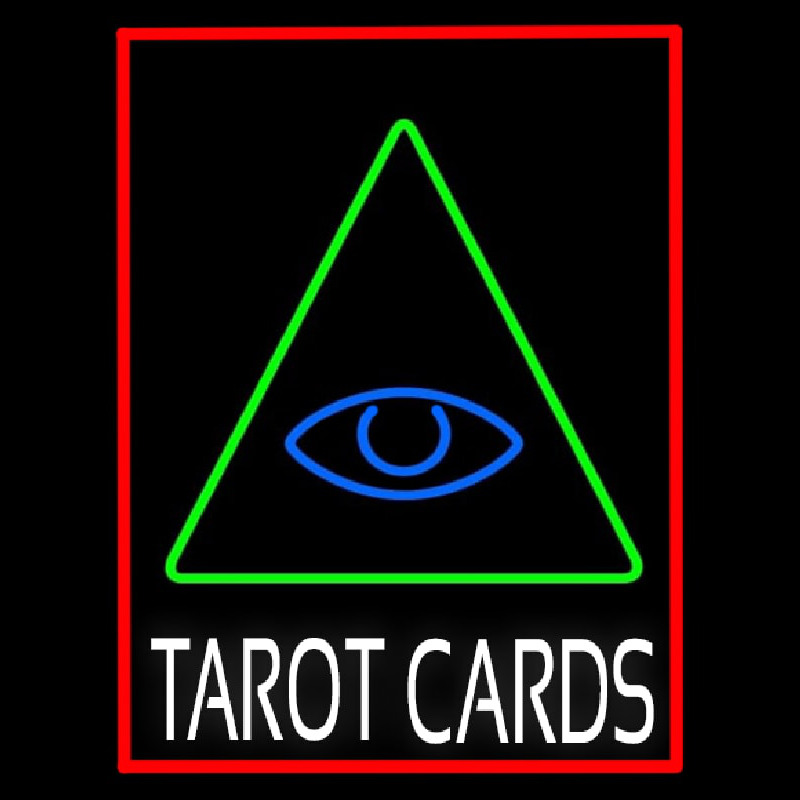White Tarot Cards Logo And Red Border Neonskylt
