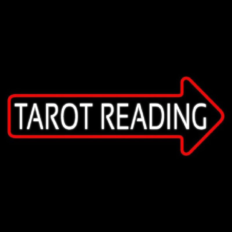 White Tarot Reading With Red Arrow Neonskylt