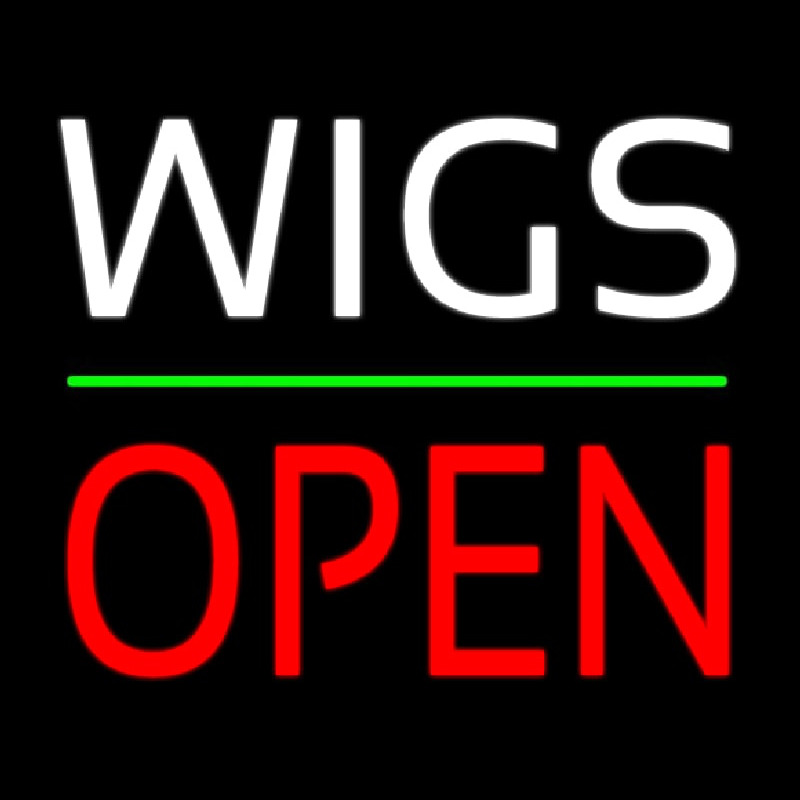 Wigs Block Open Green Line Neonskylt