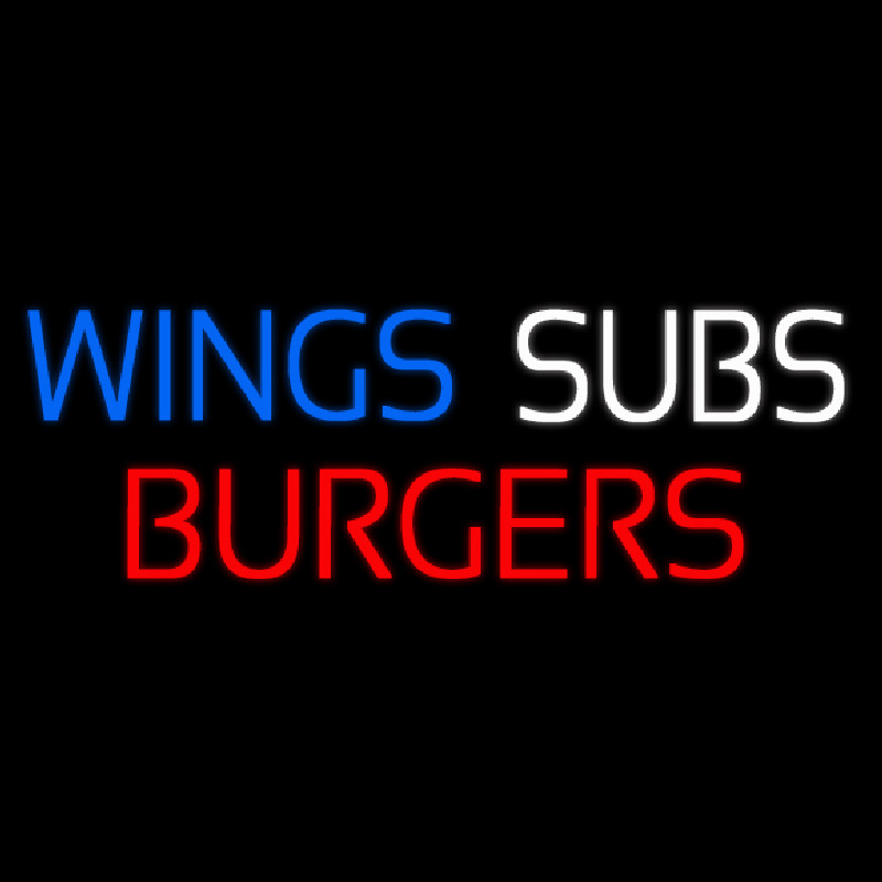 Wings Subs Burgers Neonskylt