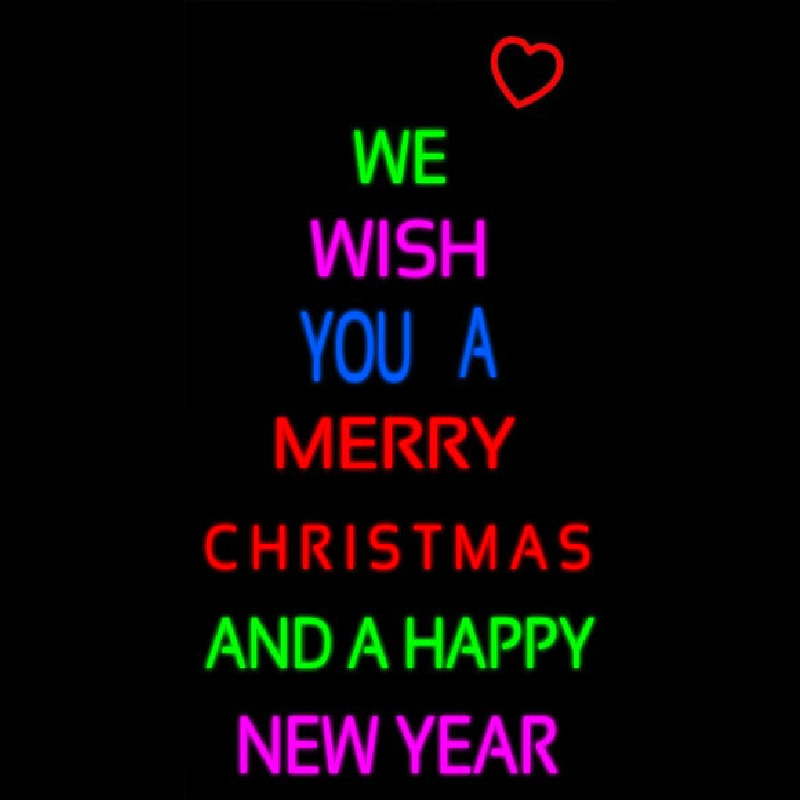 Wishing Merry Christmas Happy New Year Neonskylt