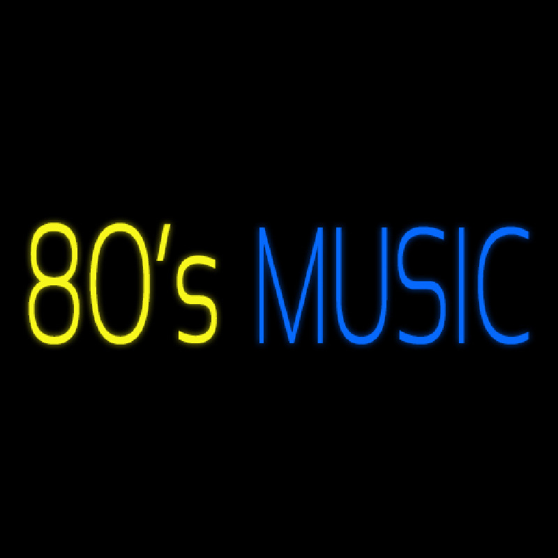 Yellow 80s Blue Music Neonskylt