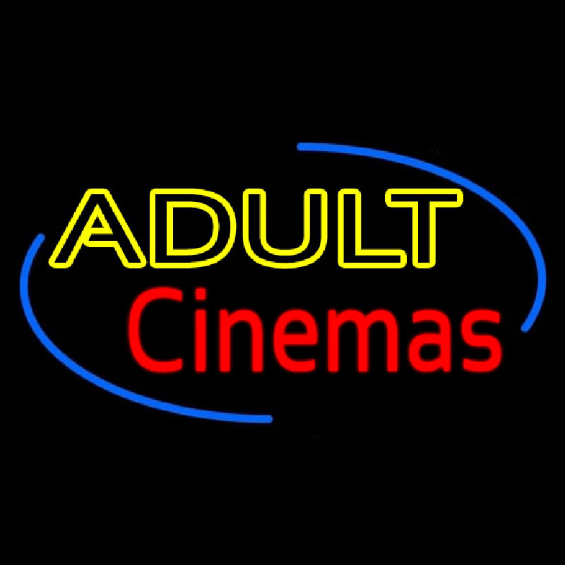 Yellow Adult Red Cinemas Neonskylt