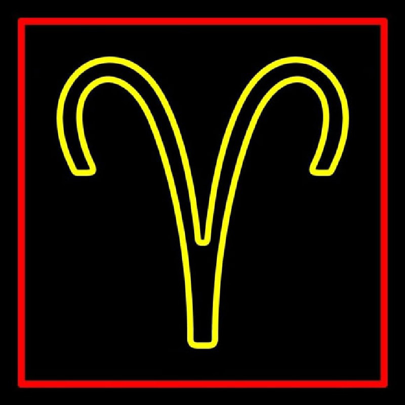 Yellow Aries Red Border Neonskylt