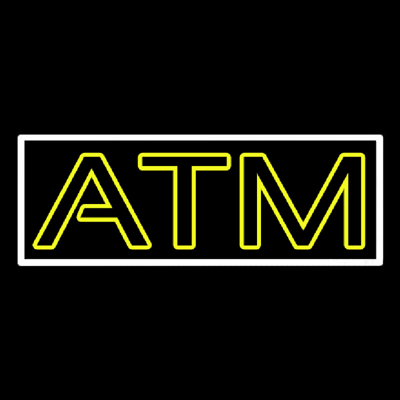 Yellow Atm White Border Neonskylt