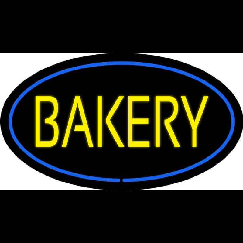 Yellow Bakery Oval Blue Neonskylt