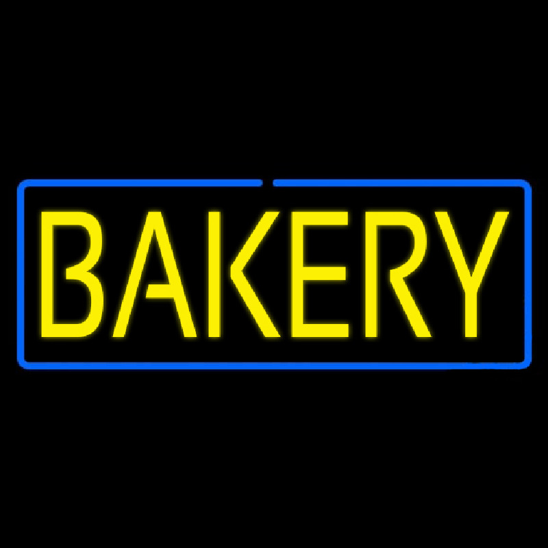 Yellow Bakery With Blue Border Neonskylt