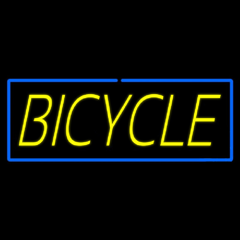 Yellow Bicycle Blue Border Neonskylt