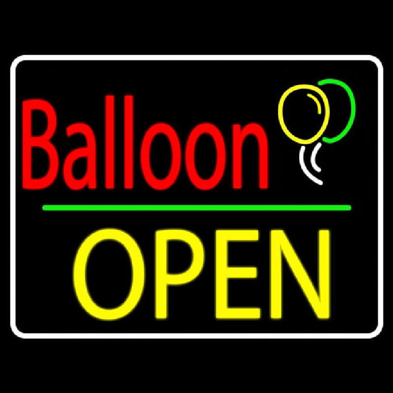 Yellow Block Open Balloon Neonskylt