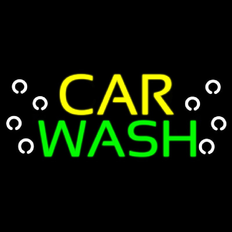 Yellow Car Green Wash Neonskylt